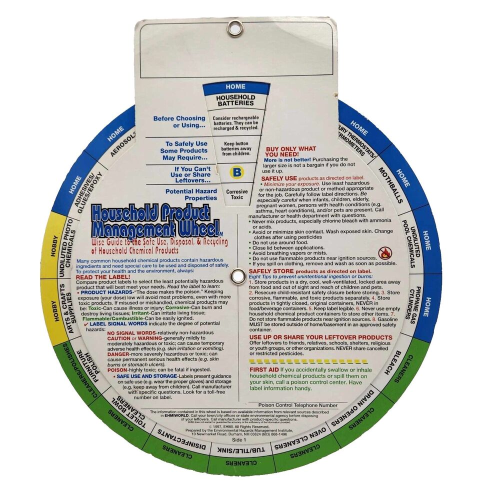 EHMI Household Product Management Wheel for Environmental Hazards Vtg 1997
